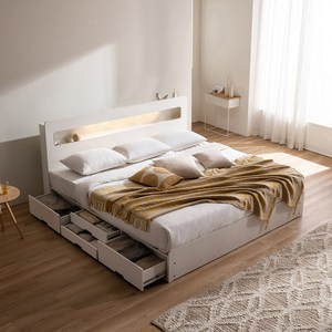 삼익가구 레이즈 LED 4단 수납 라지킹 침대