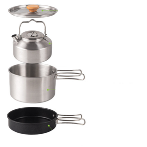 캠핑 스텐 냄비 주전자 후라이팬 3종 코펠 세트, 1개