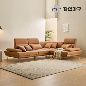 [장인가구] (착불) 도이 5인용 스윙 이지클린 가죽 코너형 소파 (스툴 미포함)