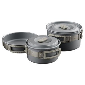 네이처하이크 아웃도어 캠핑 냄비 1.7L + 프라이팬 17.5cm + 냄비 1L 세트, 블랙, 1세트