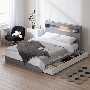 서울소호 트리플 LED 수납 침대프레임 + 파워 본넬 양면 퀸 매트리스 세트 방문설치