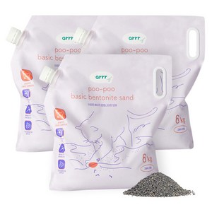 동원아르르 푸푸 베이직 벤토나이트 고양이 모래, 6kg, 3개, 무향