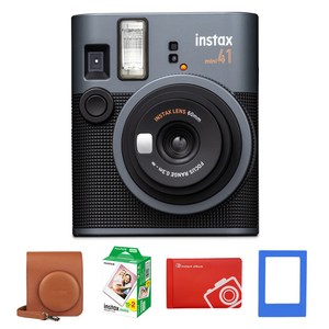 인스탁스 미니41 카메라 instaxmini41 + 필름 2p + 케이스 브라운 + 오리진 미니앨범 랜덤발송 + 미니자석액자 랜덤발송 세트