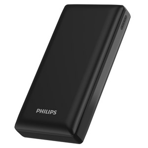 필립스 슬림 QC3.0 양방향 고속충전 대용량 PD20W 보조배터리 20000mAh 멀티단자, 블랙, DLP7221C