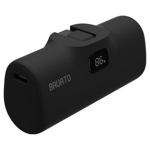 바우아토 난연 단자 접이식 PD 20W 고속 충전 미니 일체형 도킹형 보조배터리 5000mAh C타입, 블랙(D-B-02012), 블랙