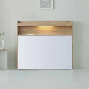 LED조명 콘센트까지 국내 생산 틈새수납 침대 헤드보드 SS/Q/K 6colors, 오크화이트