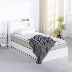 (매트포함)보루네오 100%국내제작 LED 멀티수납 고급형 통서랍 침대프레임 SS Q+독립스프링 유로탑 세트(수도권 희망일배송,방문설치), 04.블리스(화이트) 독립스프링 유로탑