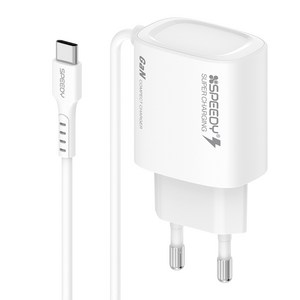 스피디 PD 25W PPS 초고속 C타입 케이블 일체형 충전기, 1개, 화이트
