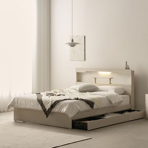 100%국내생산 친환경E0 3서랍+LED프레임+양면본넬매트 엘루인침대 S SS Q, 라이트오크