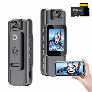 고화질 바디캠 초소형 오토바이 액션캠 자전거 블랙박스 녹음 카메라 이동감지 야시렌즈 180도 회전렌즈 브이로그카메라 +64G메모리카드