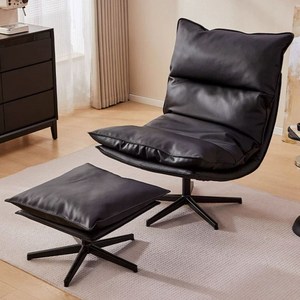 하루꿈 모던 1인용 회전 가죽 소파 리클라이너 라운지 쇼파 발 받침대 세트