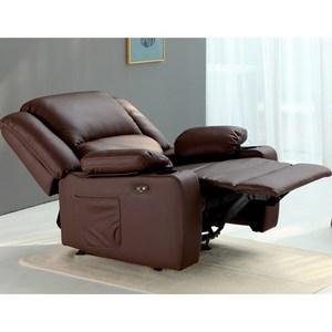 [쿠팡방문설치] 선창테크  1인용 전동 리클라이너 소파 7108 가죽 컵홀더