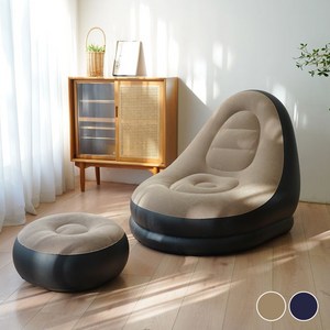 아뜰라임 고급 에어 1인용 빈백 소파 발판 세트