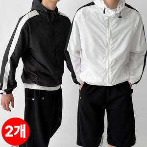 빠델 두장묶음 남성용 루즈핏 트랙 러닝자켓 바람막이 방풍 점퍼 나일론