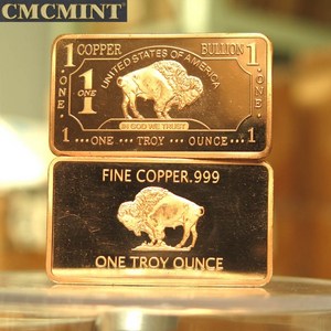 맷돌 구리 덩어리 미국 1 트로이 온스 버팔로 바 B59B