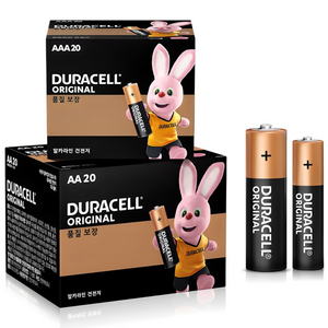 듀라셀 오리지널 알카라인 AA 건전지 20p + AAA 건전지 20p, 40개입, 1세트