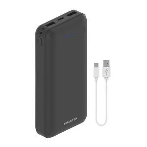 스마텍 듀얼포트 슬림보조배터리 20000mAh c타입 케이블