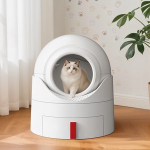 Zaxnouvi 고양이 화장실 반자동 롤러 배변 대형 화장실(고양이 모래삽과 모래갈이 배변봉투 포함), 1개, 화이트