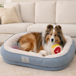 펫앤마마 겨울 푹신한 강아지 꿀잠 마약 방석 관리 편한 커버분리형 쿠션, 더스티 블루, 1개