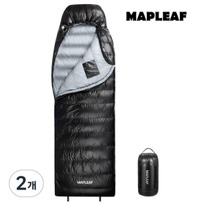 Mapleaf 650FP 덕다운 침낭 사각 봉투형 후드형 20D 나일론 방수 경량 캠핑 침낭 쾌적한 영상 4도에서 영하 1도, 2개, M (210x75cm)