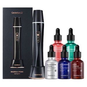 센텔리안24 마데카 프라임 인피니티 피부마사지기 + 부스팅 앰플 5종 세트, 센텔리안24 마데카 프라임 인피니티, 블랙