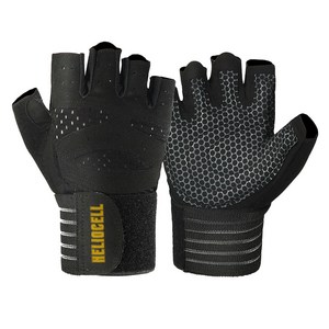 헬리오셀 실리콘 미끄럼방지 스포츠 반장갑 양손 세트, 블랙, 1세트