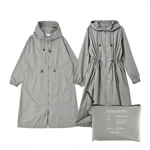 여성 방수 레인코트 파우치 세트 휴대용 여행 캠핑 아웃도어 그레이, 1개