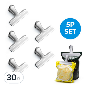 생활대가 7.6CM 다용도 봉지 밀폐 밀봉 스테인리스 집게 클립, 30개, 스텐
