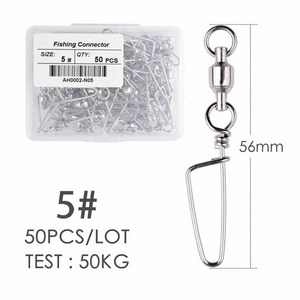Coastlock 스냅 0-6이 있는 50개 낚시 볼 베어링 회전 # 스테인레스 배럴 후크 루어 커넥터 태클 박스