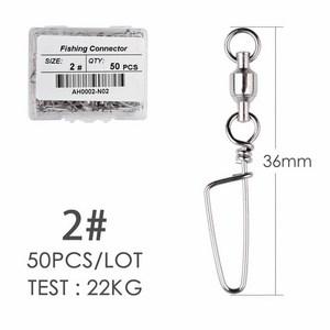 Coastlock 스냅 0-6이 있는 50개 낚시 볼 베어링 회전 # 스테인레스 배럴 후크 루어 커넥터 태클 박스