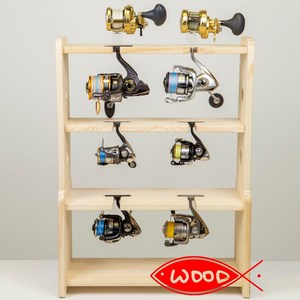 원목 낚시대 스탠드형 릴거치대 8구 (스피닝릴6구,베이트릴2구), 단일색상