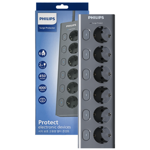 필립스 멀티탭 맥스 서지보호 6구 고용량 개별스위치 과부하차단