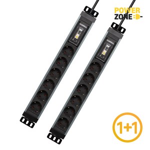 1+1 파워존 고용량 알루미늄 누전차단 6구멀티탭 통합스위치 서버탭 70cm 1.5m 3m 5m 7m
