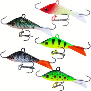 Hqzoomee메탈지그 세트 얼음낚시 미끼 삼치 우럭, 5개, 7.5g, 믹스 컬러의