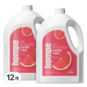 홈페 베이킹소다 담은 주방세제 자몽향, 4L, 12개