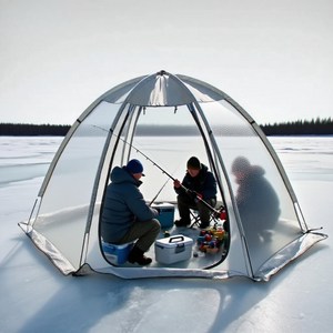 아이스피싱 전문 4-6인용 PVC 투명 돔 텐트 동계 방한 텐트, 야외 경기 관람, 정원 캠핑 용품, 투명 (텐트 바닥 없음)