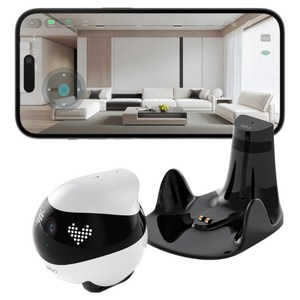 EBO Air 2 움직이는 이동식cctv홈캠 강아지고양이 반려견 펫캠, 1세트, 화이트 (충전독 포함)