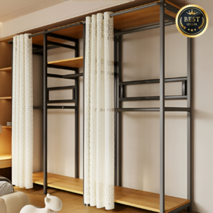 Vermia 프리미엄 시스템행거 드레스룸 헹거 철제 조립식 대형 커텐 튼튼한 옷장 옷걸이 수납장, 블랙