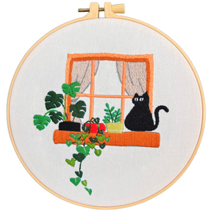 아가토스 고양이 시리즈 프랑스 자수세트 DIY 취미세트 (자수틀+자수실+자수바늘3p+자수그래픽패브릭), 휴일 고양이 2, 1개