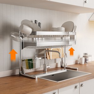 무타공마켓 높이 길이 모두조절 풀스텐 시스템 식기건조대, 실버
