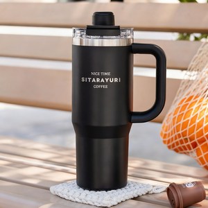 콜콜러브 대용량 텀블러 304 스텐 빨대 손잡이형 텀블러 이중 보온병 보냉병 차량용 캠핑용