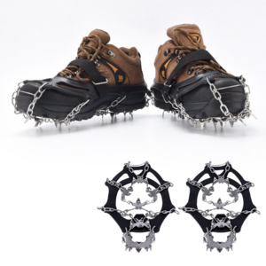 2켤레 등산아이젠 등산용 아이젠 휴대용 크램폰 미끄럼방지 32p 2세트, 블랙