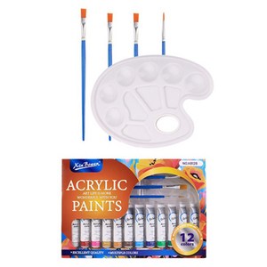 신보웬 아크릴페인트 물감 12ml + 팔레트 + 붓 세트