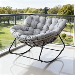 Henny가구 흔들의자 등나무의자 리클라이너 스윙 릴렉스체어 1인용쇼파 안락의자 무중력쿠션, 1개, 그레이