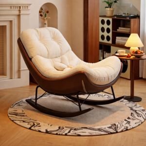 리베누아 Libenoir 프리미엄 1인용 럭셔리 흔들의자 리클라이너 스윙체어 안락의자 독서의자 쇼파, 1개, 1. 베이지 + 브라운