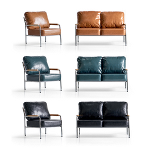 까사누리 카페 매장 소파 모던 레트로 가죽소파 업소용 1인 2인 세트