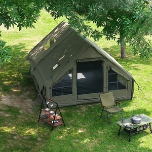 4-8인용 인플레이터블 캠핑 텐트 - 퀵설치 에어텐트, 4계절 방수 휴대용 아웃도어 텐트 (스토브 잭 포함), 메쉬 창문 & 도어, 초대형 캐노피 리빙룸 설계로 캠핑 및 야외 활동