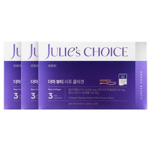줄리스초이스 더마 뷰티 리쥬 프리미엄 연어 마시는 저분자 펩타이드 엘라스틴 제로슈가 액상콜라겐 14p, 3개, 14회분
