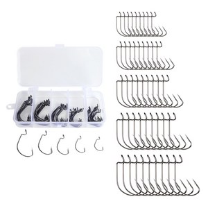 브라브맥 고탄소 스테인리스 루어 낚시바늘 와이드갭훅 50개, 검정색, 2세트