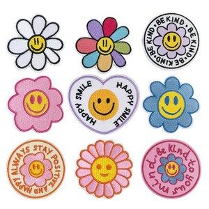 리빙키 스마일 꽃 와펜 패치 마크 열접착 9종 세트 H-03
